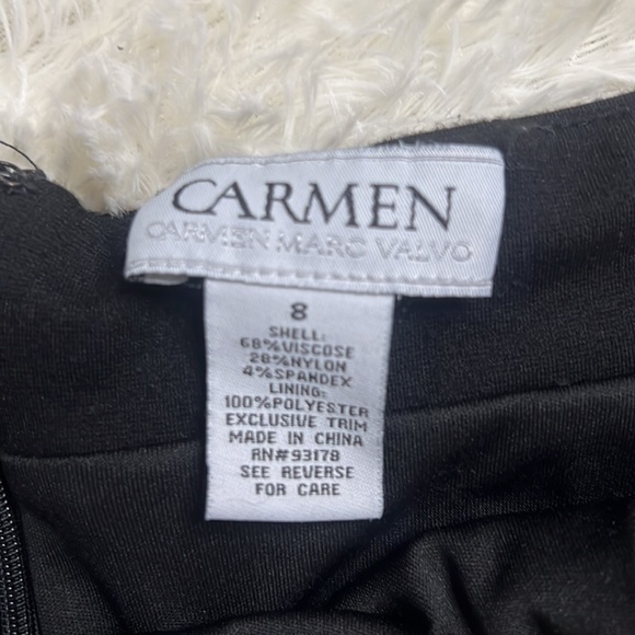 Carmen Marc Valvo Black Pencil Skirt Pleather Pockets | B13 - Picture 5 of 7